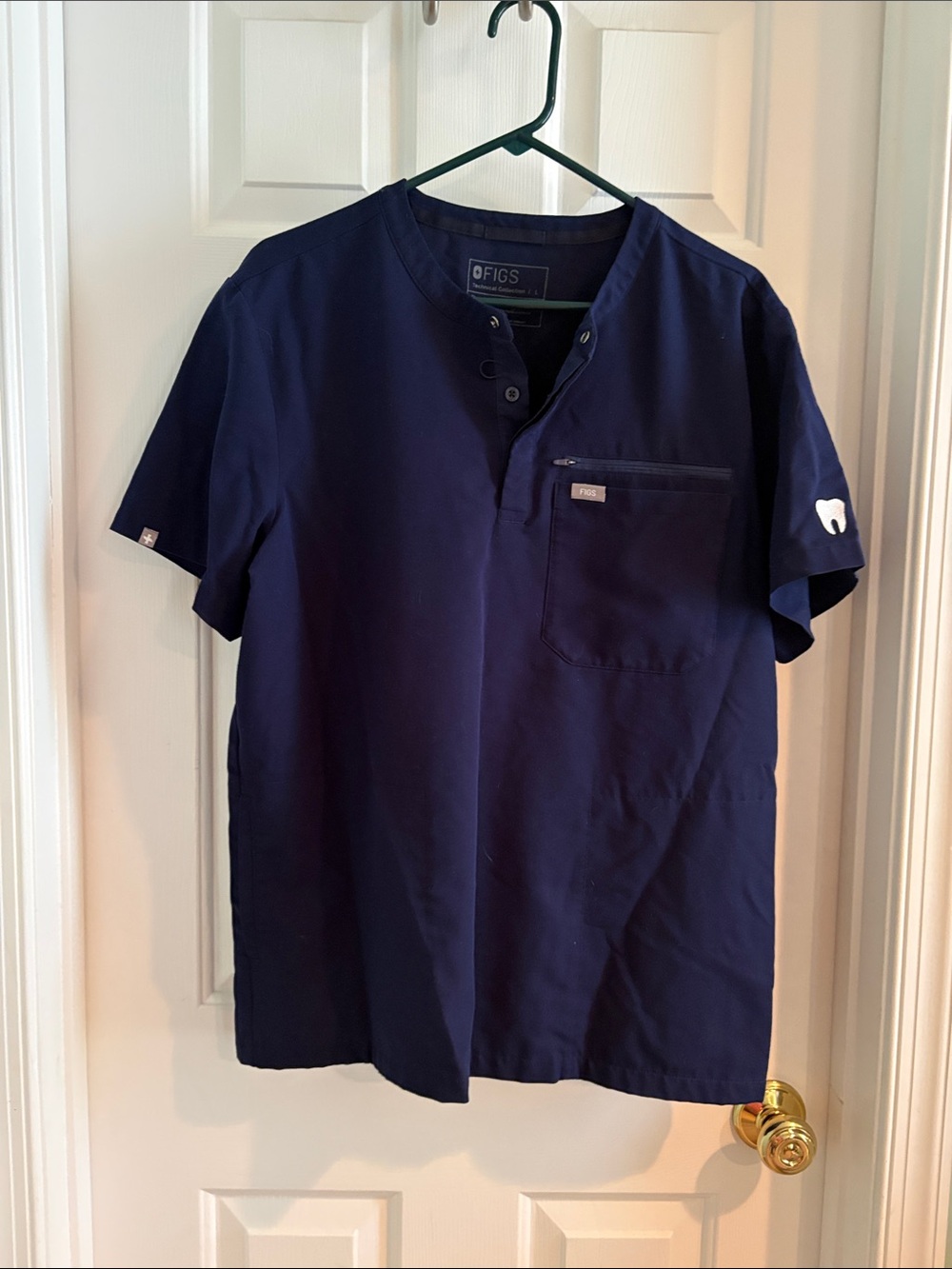 FIGS Navy Short-Sleeve Henley Scrub Shirt